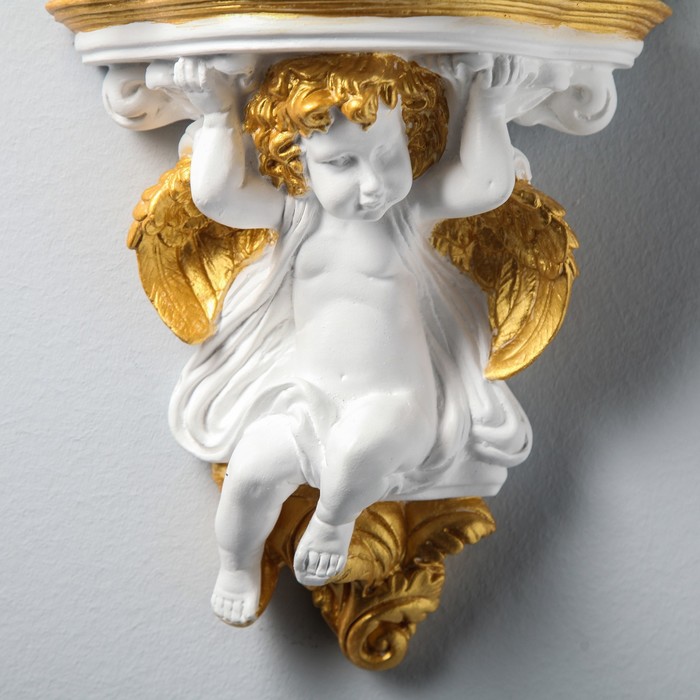 Декоративное кашпо "Ангел", 23 х 21 см, белый с золотом