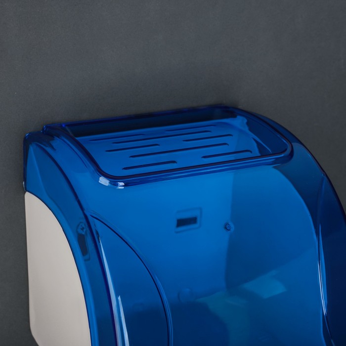 Держатель для туалетной бумаги 14х13,8х13 см без втулки, пластик голубой