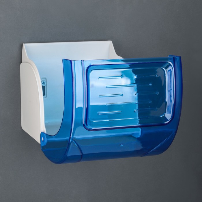 Держатель для туалетной бумаги 14х13,8х13 см без втулки, пластик голубой