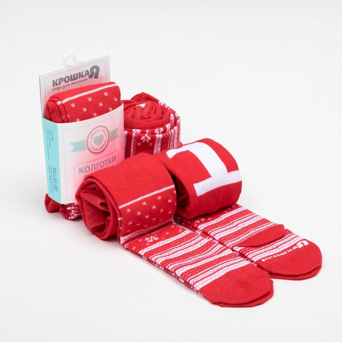 Колготки Крошка Я "Первый Новый год", красный, рост 74-80 см