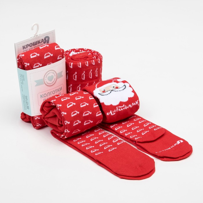 Колготки Крошка Я "Любимчик Деда Мороза", красный, рост 74-80 см