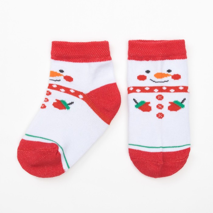 Носки детские "Снеговик" 10-12 см, 9-12 мес, 100% хлопок