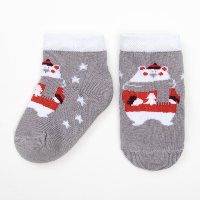 Носки детские "Медведь" 8-10 см, 6-9 мес, 100% хлопок