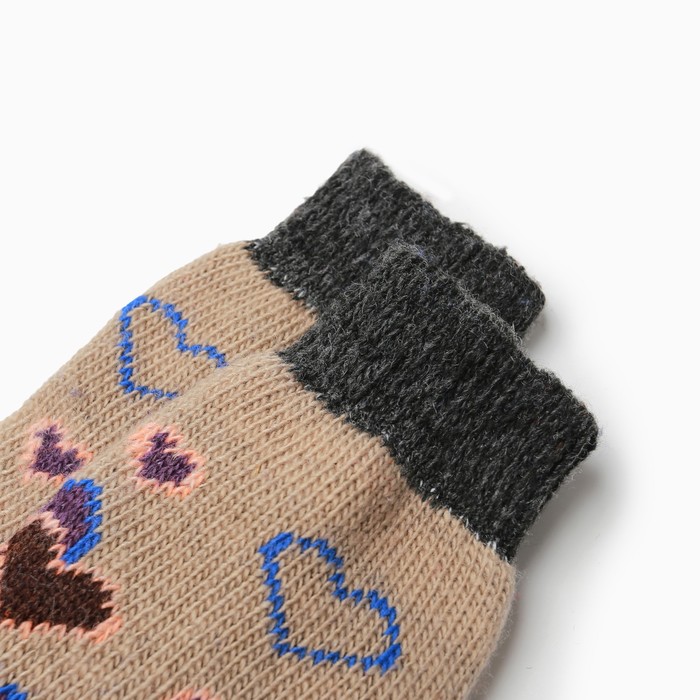 Носки женские шерстяные "Сердечки", цвет кремовый, размер 25