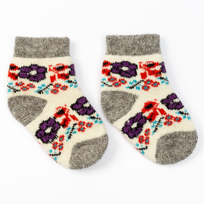 Носки детские шерстяные «Вьюнок», цвет белый, размер 10