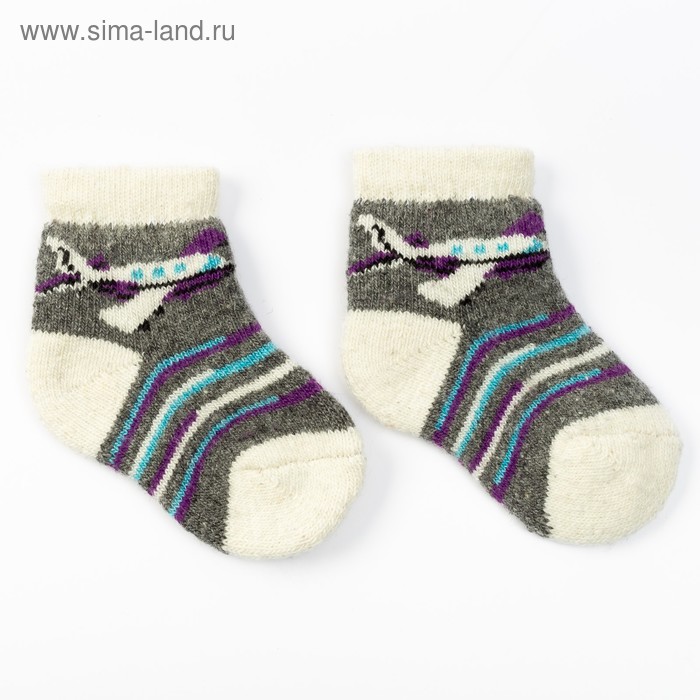 фото Носки детские шерстяные «самолётик», цвет серый, размер 10 стильная шерсть