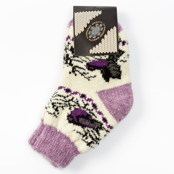 Носки детские шерстяные "Птички", цвет белый, размер 20