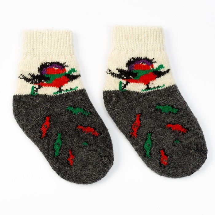 Носки детские шерстяные "Пташки", цвет серый, размер 10