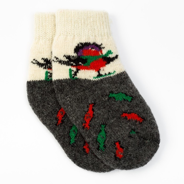 Носки детские шерстяные "Пташки", цвет серый, размер 12