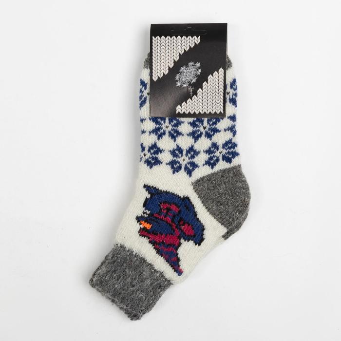 Носки детские шерстяные "С Новым годом", цвет белый, размер 10