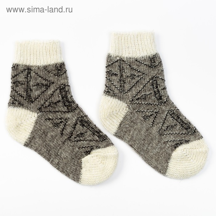 фото Носки детские шерстяные «фактурная вязка» цвет серый, размер 18 стильная шерсть