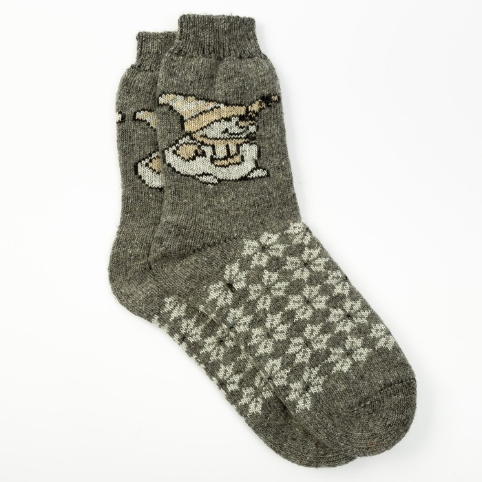 Носки мужские шерстяные "С Новым годом", цвет серый, размер 25