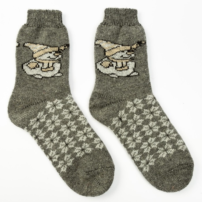 Носки мужские шерстяные "С Новым годом", цвет серый, размер 29