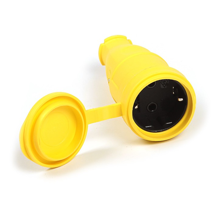 Переносная розетка T-plast, 16 А, 2Р+Е, IP 44, желтая, 31.01.304.0700,