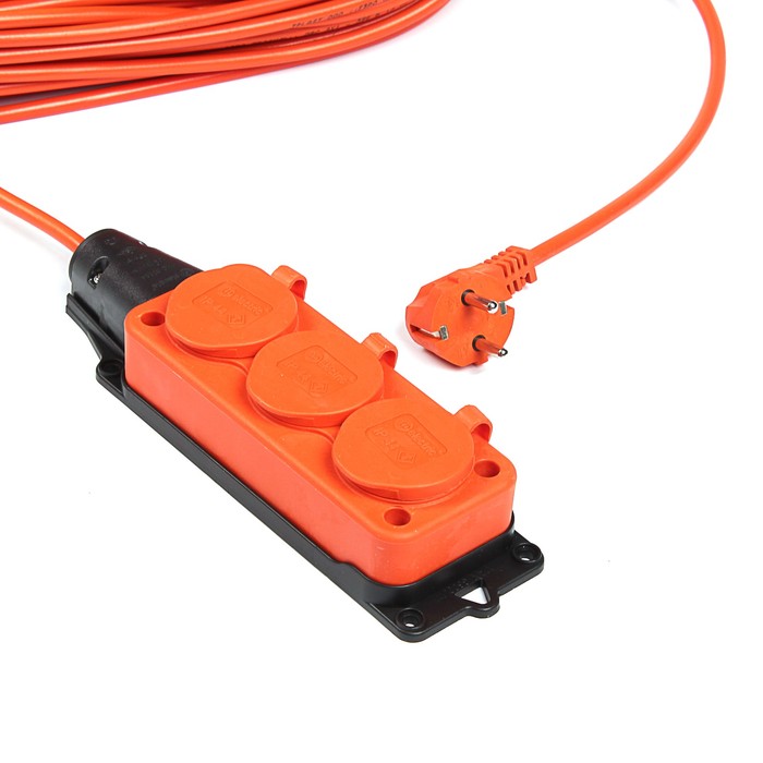 Удлинитель на рамке T-plast, Шу/Р30м, 3 гнезда, 30м, 16А, ПВС 3х1, оранжевый, 70.52.04.02.03