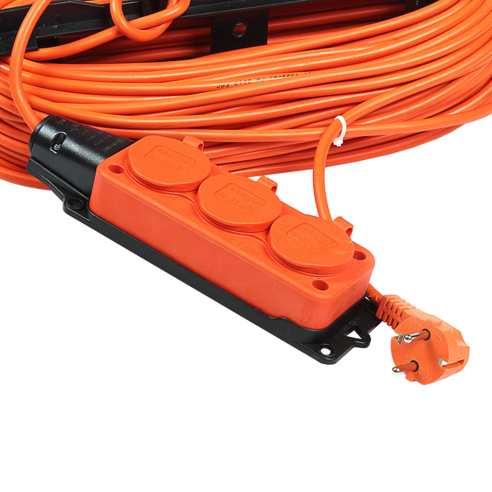 Удлинитель на рамке T-plast, Шу/Р40м, 3 гнезда, 40м, 16А, ПВС 3х1, оранжевый, 70.52.04.02.04