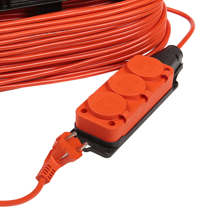 Удлинитель на рамке T-plast, Шу/Р50м, 3 гнезда, 50м, 16А, ПВС 3х1, оранжевый, 70.52.04.02.05