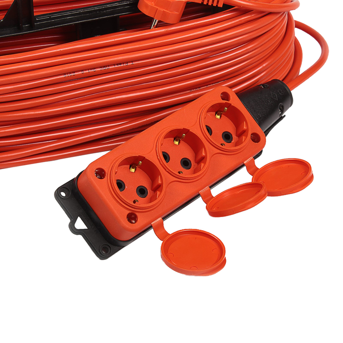 Удлинитель на рамке T-plast, Шу/Р50м, 3 гнезда, 50м, 16А, ПВС 3х1, оранжевый, 70.52.04.02.05