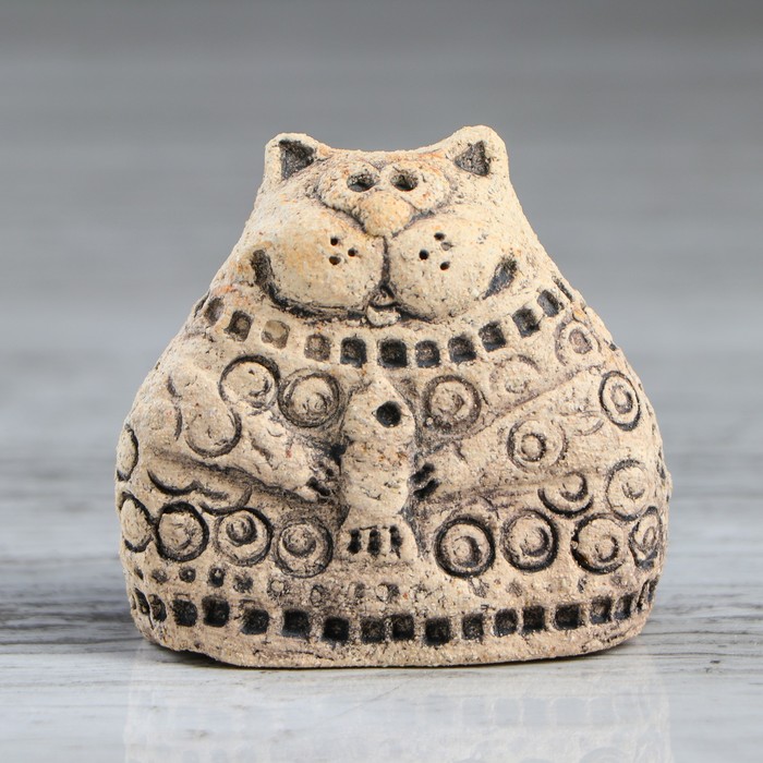 Фигурка-сувенир авторский "Домашний кот", шамот