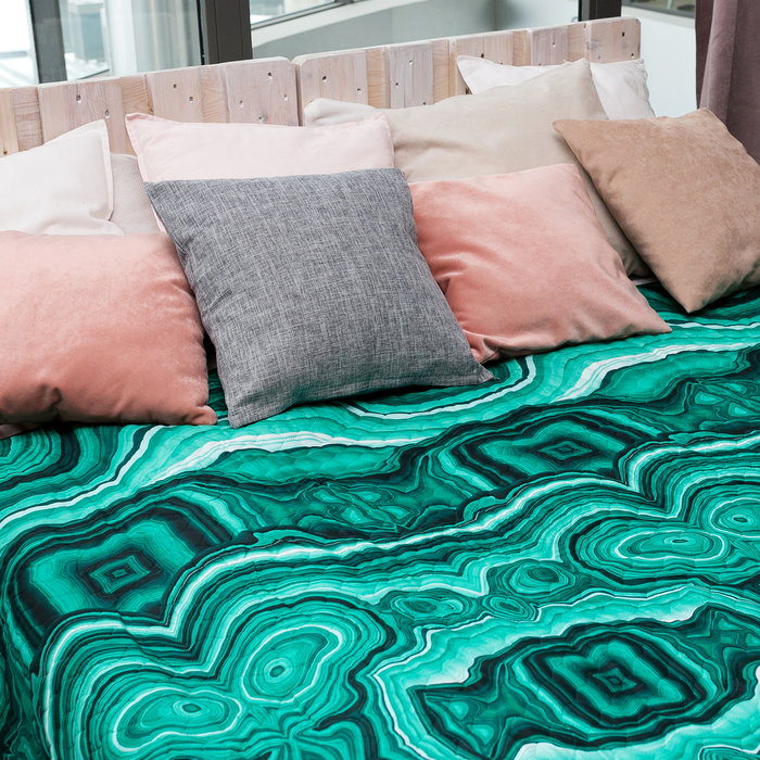 Покрывало Этель Минералы евро Малахит 200х220 см, микрофибра 100% п/э