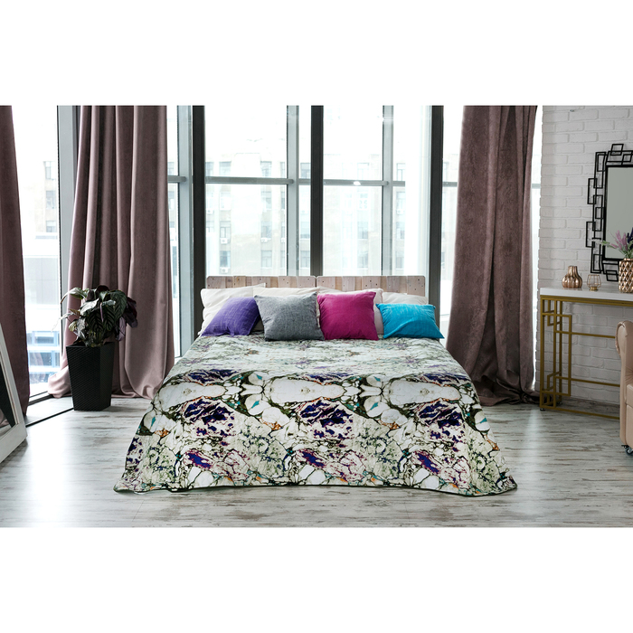 Покрывало Этель Минералы евро Мрамор 200х220 см, микрофибра 100% п/э