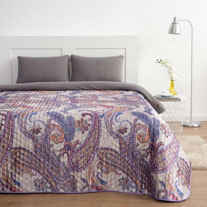 Покрывало "Этель" шёлк евро макси Средиземноморский Стиль 220х240 см, искусственный шёлк 100% п/э