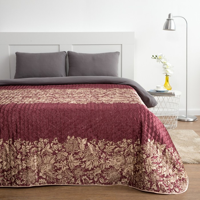 Покрывало "Этель" шёлк 1,5 сп. Кружево 150х220 см, искусственный шёлк 100% п/э