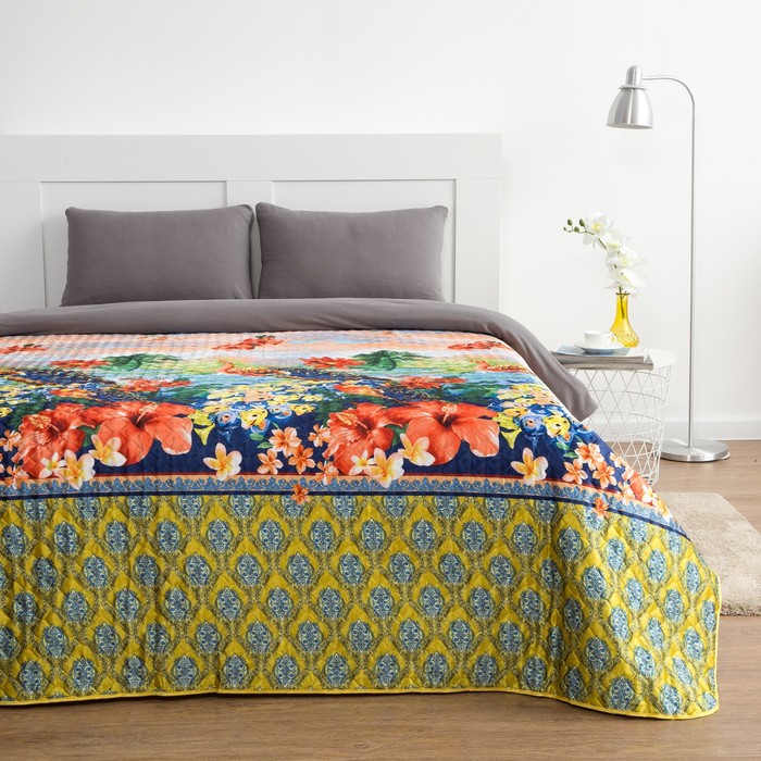 Покрывало &quot;Этель&quot; шёлк евро макси Райский сад 220х240 см, искусственный шёлк 100% п/э