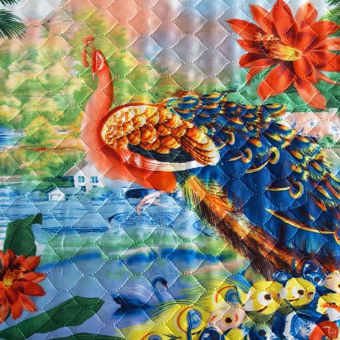 Покрывало "Этель" шёлк евро макси Райский сад 220х240 см, искусственный шёлк 100% п/э