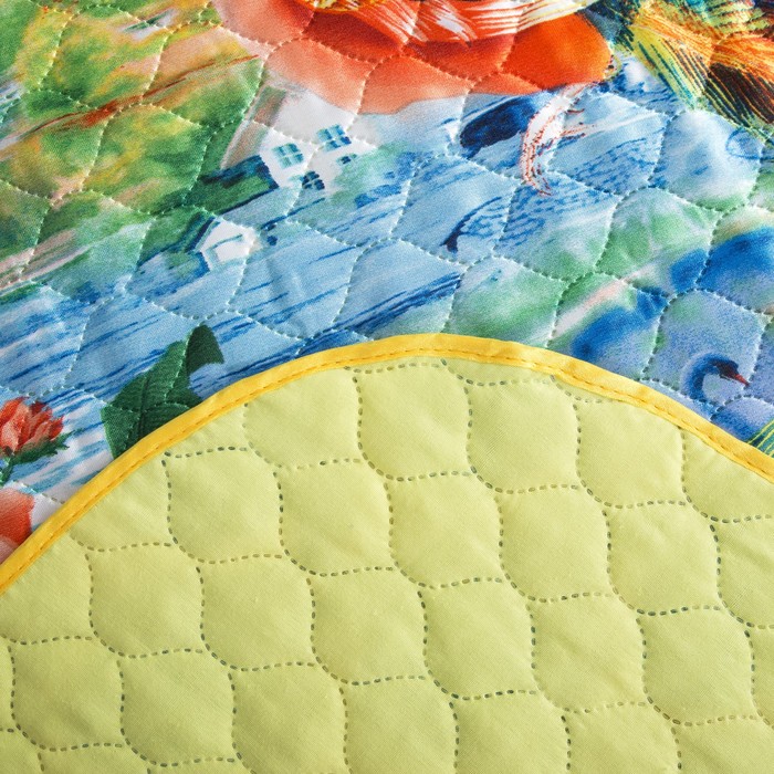 Покрывало "Этель" шёлк евро макси Райский сад 220х240 см, искусственный шёлк 100% п/э