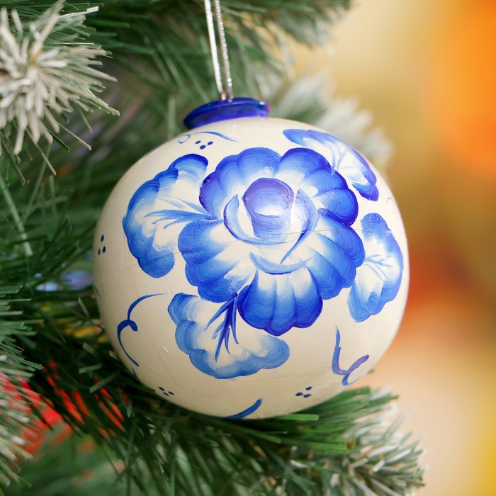 Подвеска новогодняя «Шар», гжель, 7 см
