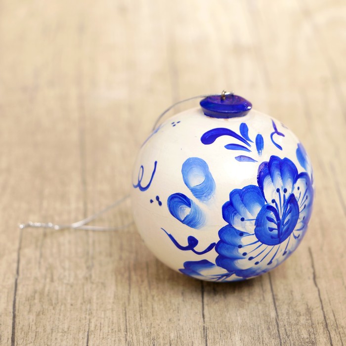 Подвеска новогодняя «Шар», гжель, 7 см