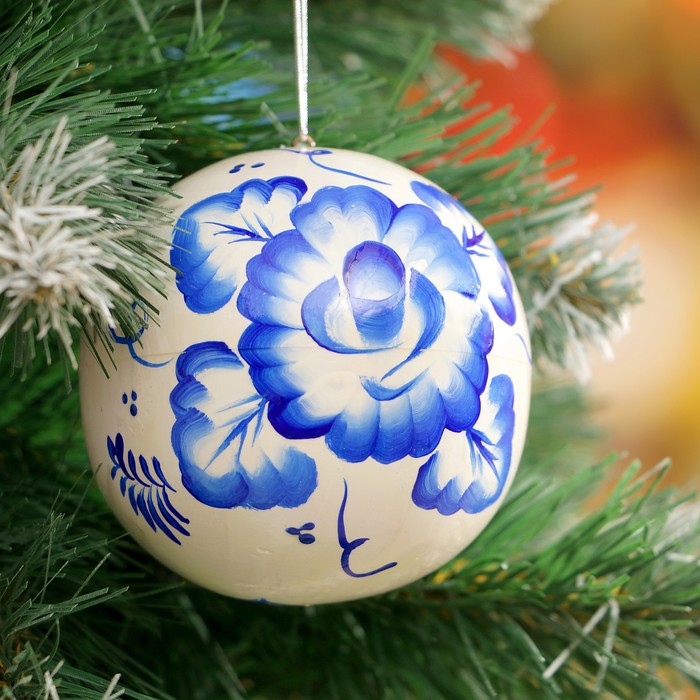Подвеска новогодняя «Шар», гжель, 8 см