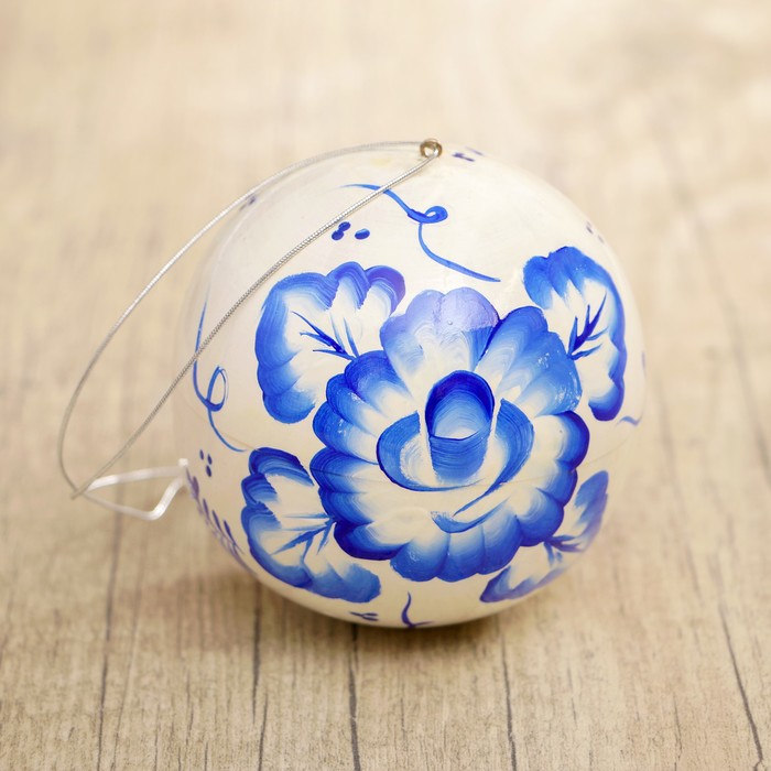 Подвеска новогодняя «Шар», гжель, 8 см