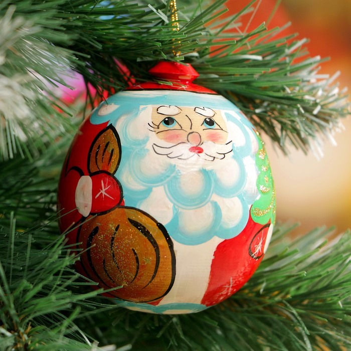 Подвеска новогодняя «Шар - Дед мороз», 7 см