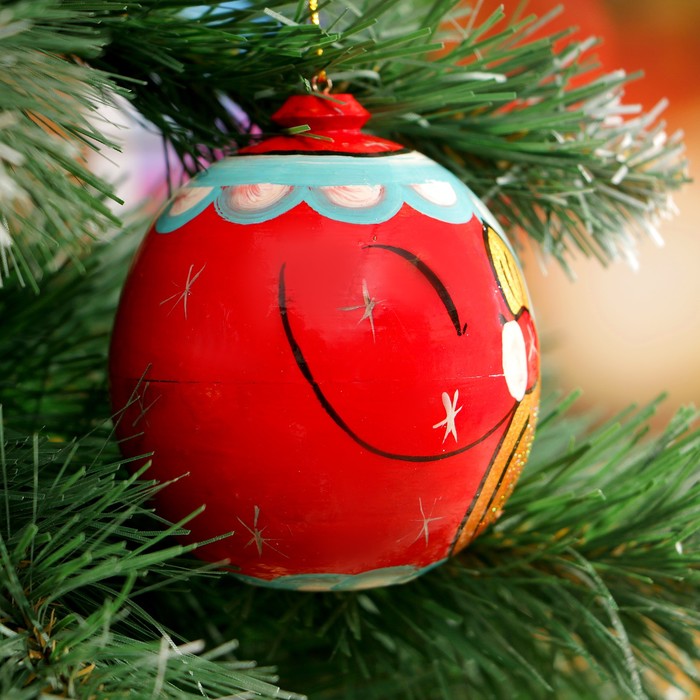 Подвеска новогодняя «Шар - Дед мороз», 7 см