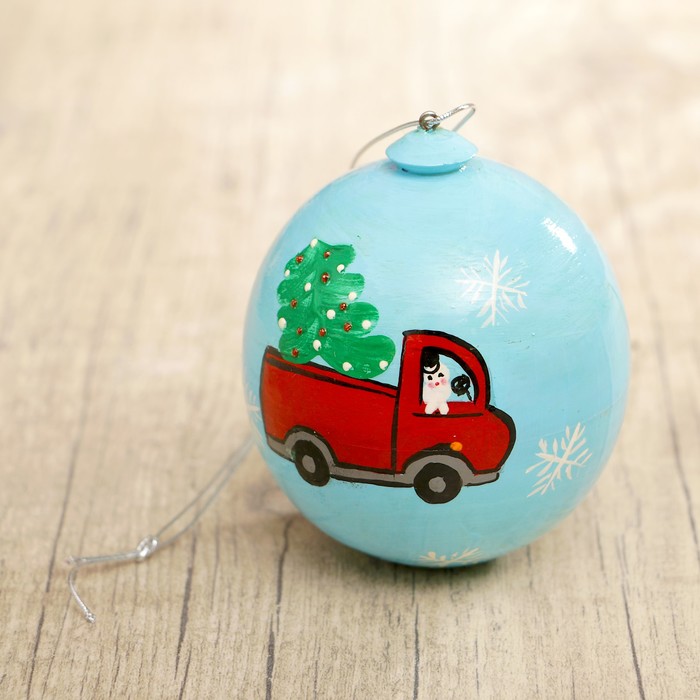 Подвеска новогодняя «Шар - Машинка», 7 см, микс