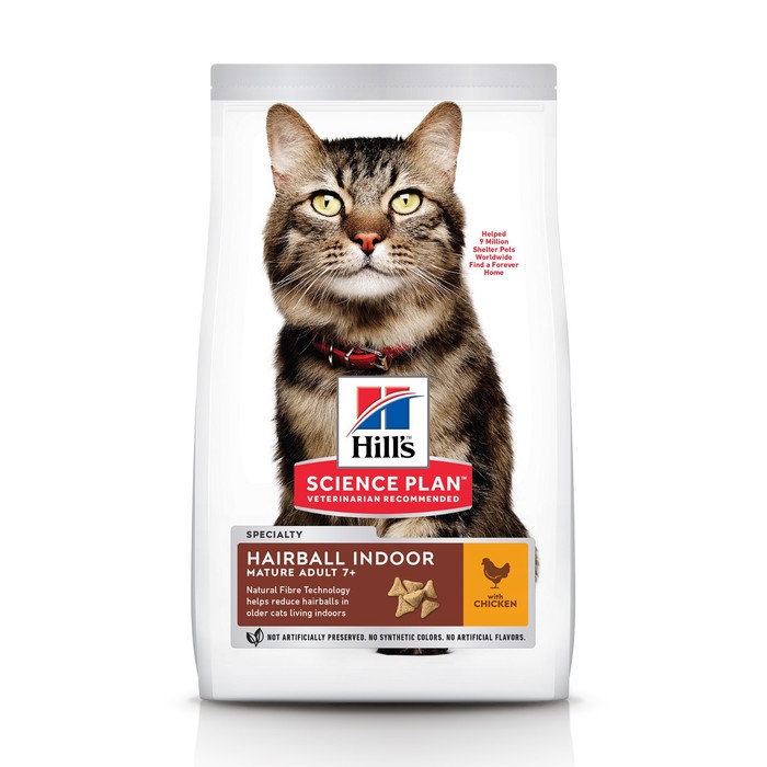 Сухой корм Hill's Cat senior hairball control для кошек с 7 лет, выведение шерсти, 1.5 кг