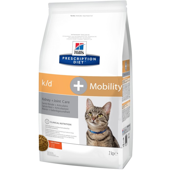 Сухой корм Hill's Cat k/d+mobility для кошек, лечение почечной недостаточности и суставов, 2 кг
