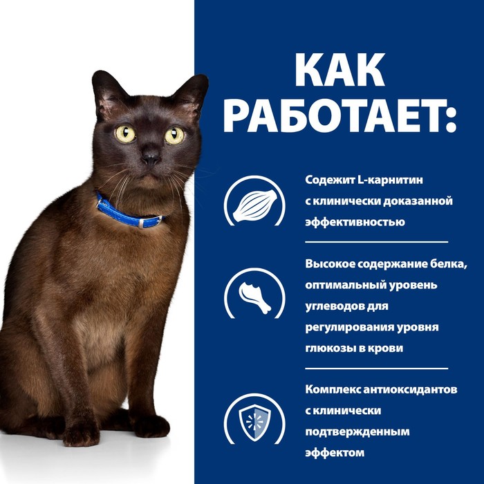 Сухой корм Hill's Cat m/d для кошек, лечение диабета, 1.5 кг