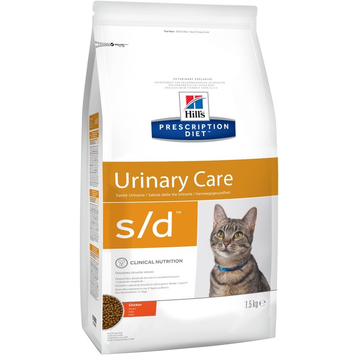 Сухой корм Hill's Cat s/d для кошек, растворение струвитов, 1.5 кг