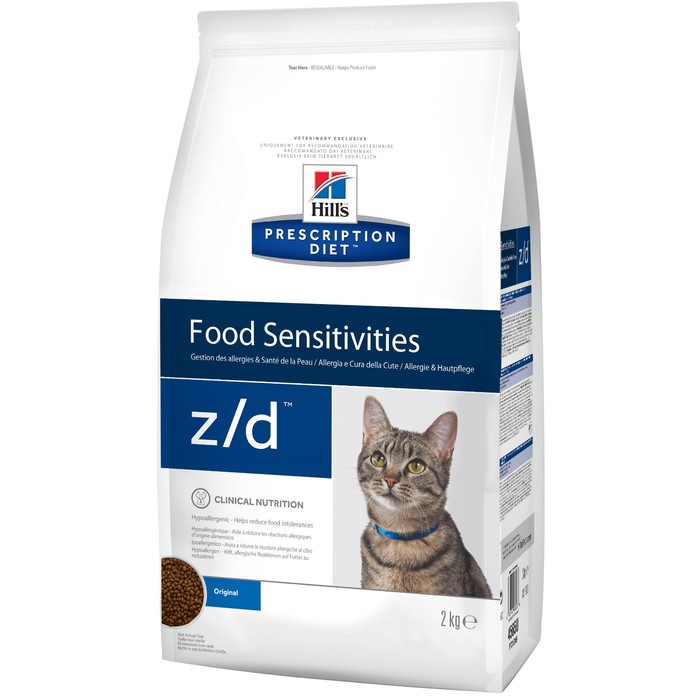 Сухой корм Hill's Cat z/d для кошек, лечение аллергии, 2 кг