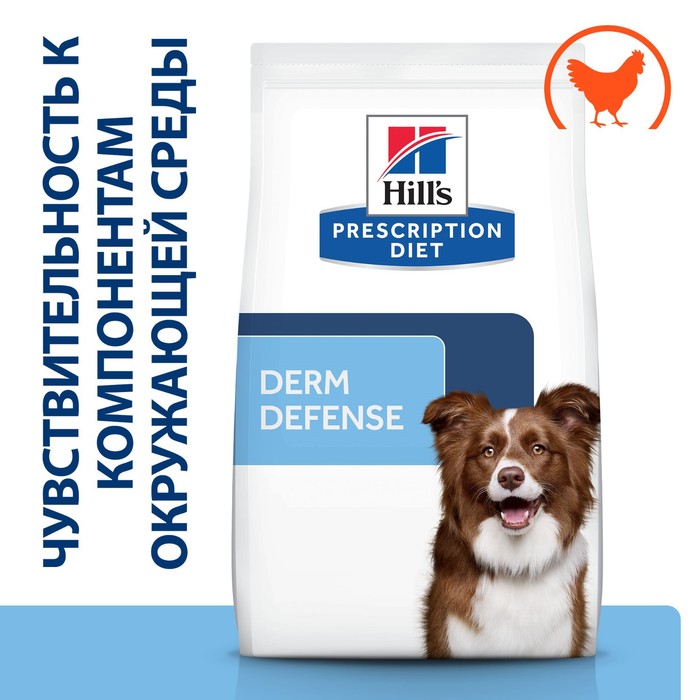 Сухой корм Hill's PD derm defense Skin Care для собак, при дерматите, курица, 12 кг