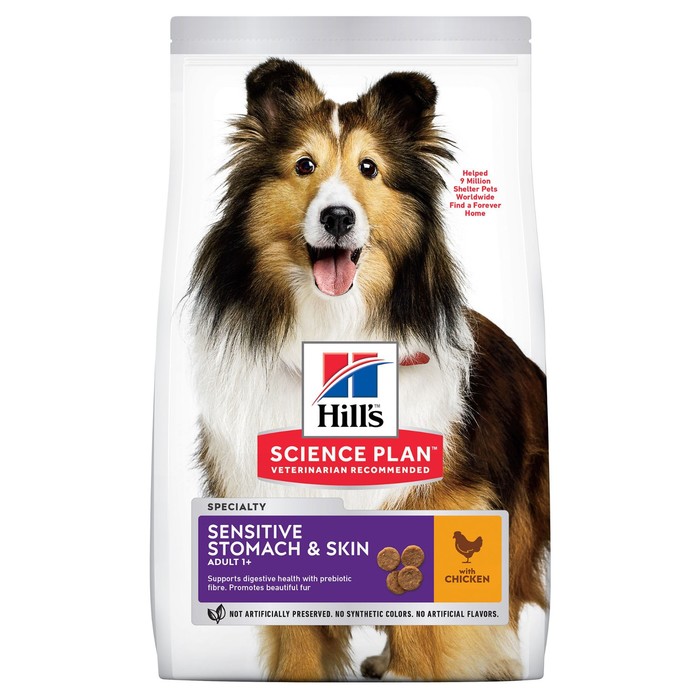 Сухой корм Hill's SP Sensitive Stomach & Skin для собак средних пород, курица, 12 кг