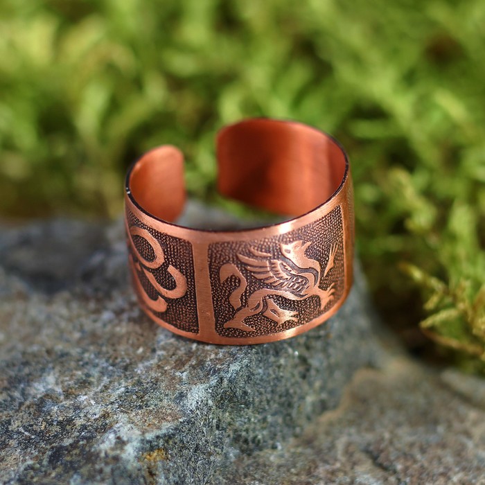 Перстень "Грифон", медь, D=17-23 мм