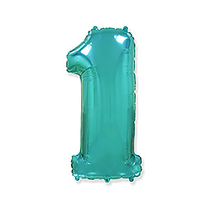 Шар фольгированный 40 "Цифра 1", цвет бирюзовый