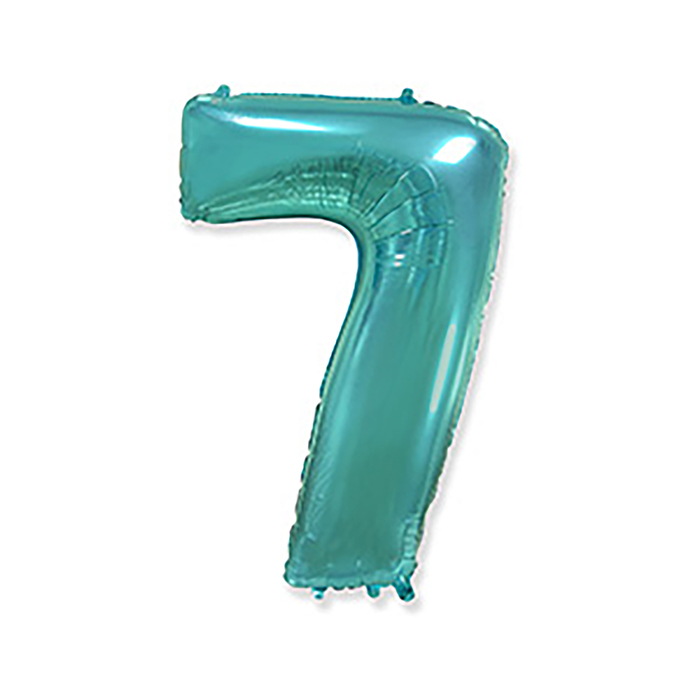 Шар фольгированный 40 "Цифра 7", цвет бирюзовый