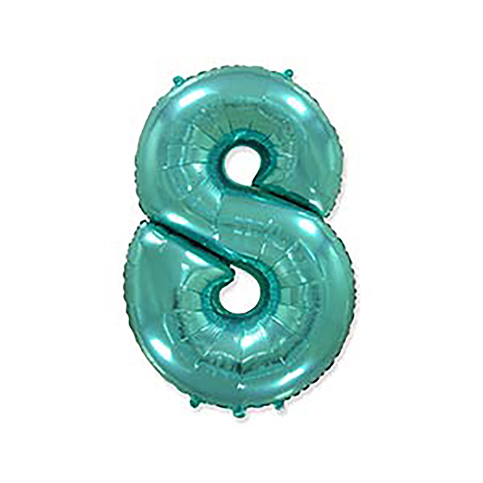 Шар фольгированный 40 "Цифра 8", цвет бирюзовый