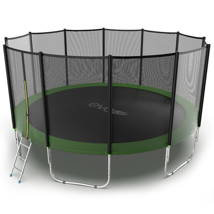 Батут с внешней сеткой и лестницей EVO JUMP External, диаметр 16ft (зеленый)