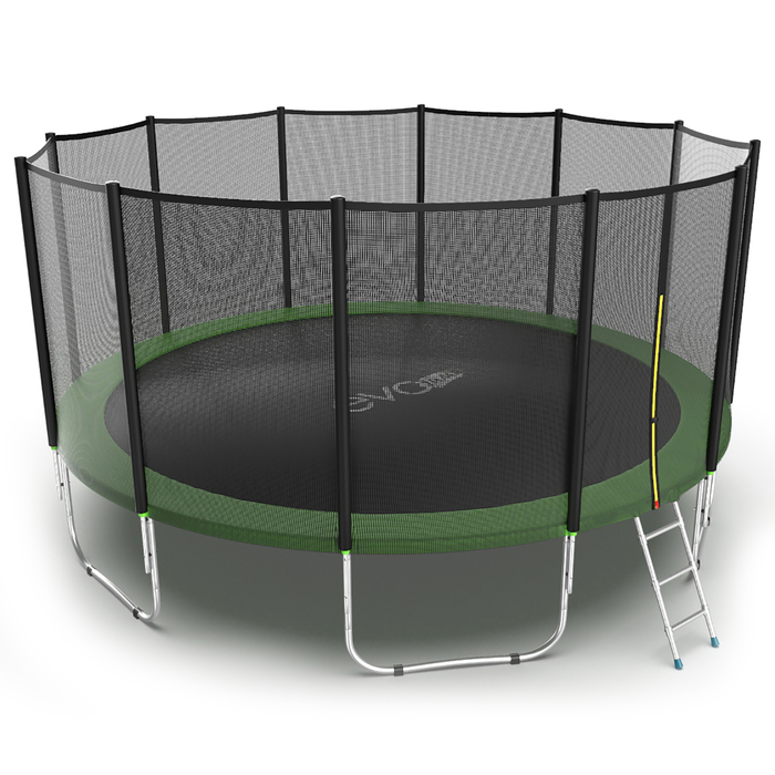 Батут с внешней сеткой и лестницей EVO JUMP External, диаметр 16ft (зеленый)